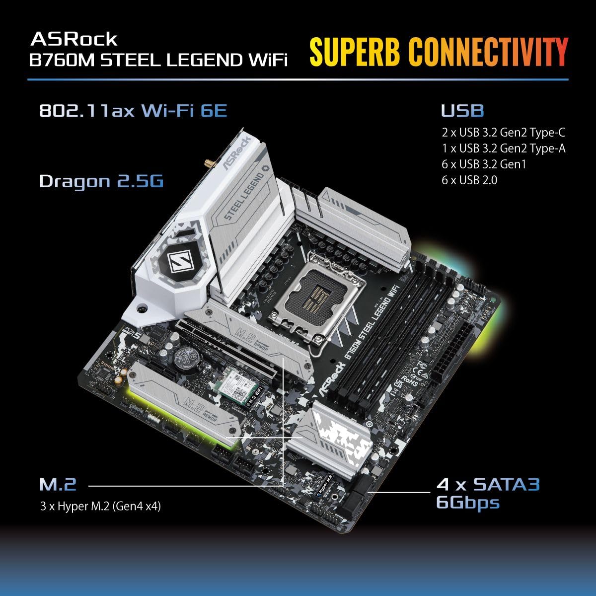 ASROCK B760M STEEL LEGEND WIFI DDR5 MICRO ATX MOTHERBOARD – TechCure India