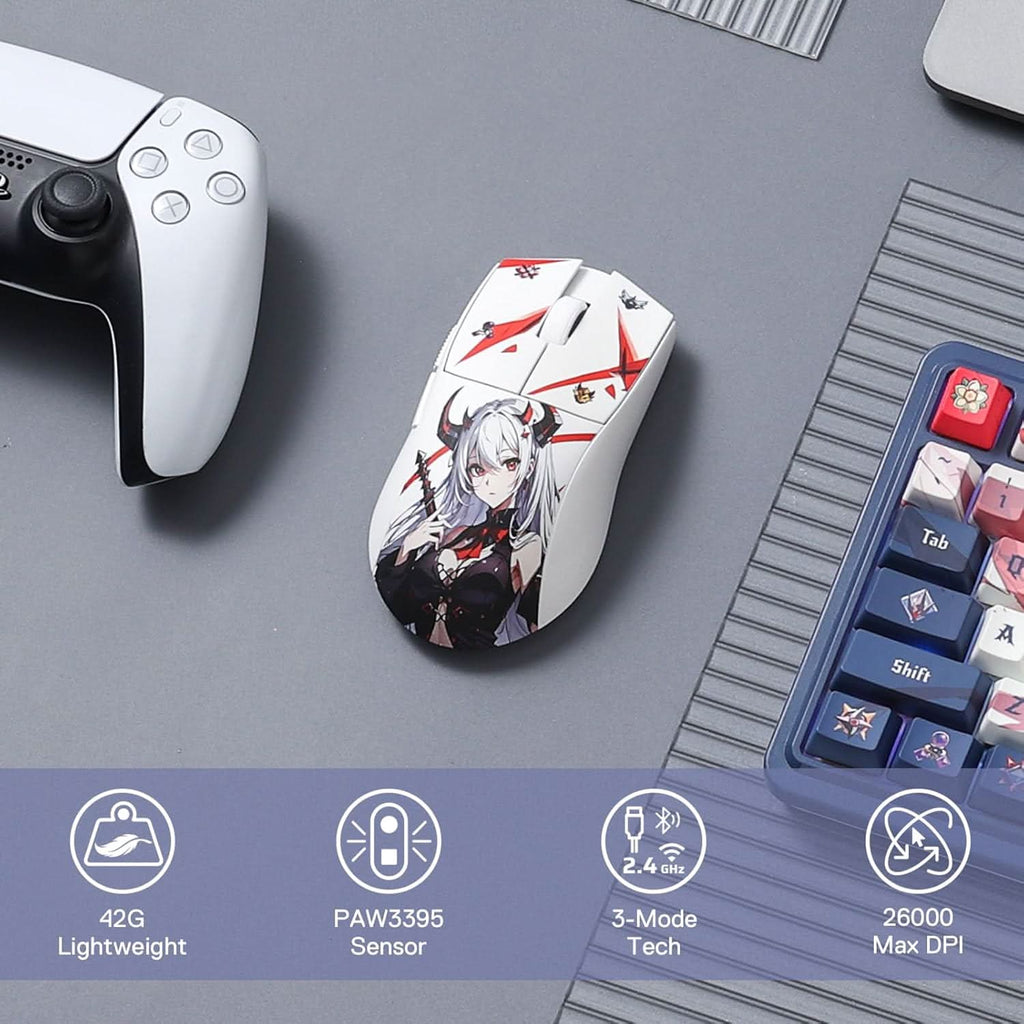 REDRAGON M916 PRO 3-MODE ANIME GAMING MOUSE- WHITE – TechCure India