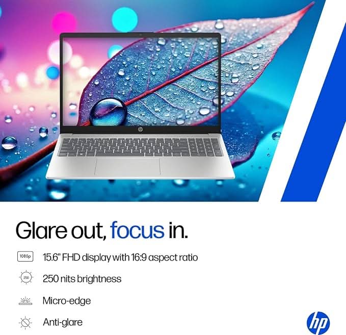 HP 15-fd0665TU Laptop, Intel Core 5 120U, 16GB RAM, 512GB SSD, 15.6 Inch FHD Display, Windows 11 Home, Microsoft Office, Natural Silver – TechCure India