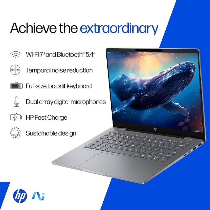 HP OmniBook 7 OLED (Previously Pavilion Plus) Intel Core Ultra 5 255H (16GB LPDDR5,1TB SSD) 3K, 0.2 ms, 14 Inch/35.6cm, Win11, M365, Office24, Meteor Silver,1.5kg, fr0789TU, 5MP Camera, Backlit AI Laptop – TechCure India