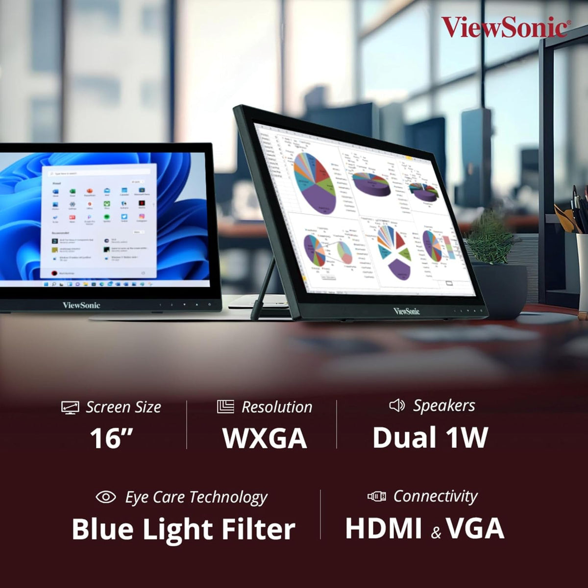 VIEWSONIC TD1630-3 40.64 CM(16") TOUCH PORTABLE MONITOR WITH10-POINT CAPACITIVE TOUCH | ADVANCED ERGONOMIC | 7H HARDNESS SCREEN | EYECARE | INTEGRATED SPEAKERS| VGA| HDMI |USB 2.0 TYPE B – TechCure India