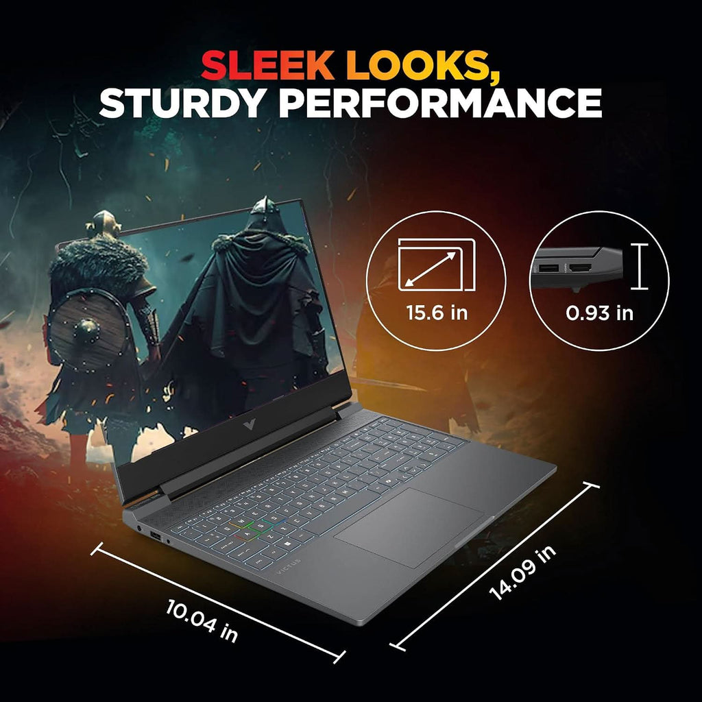 HP Victus 15-FA2500TX 15.6 Inch Gaming Laptop, Intel Core 5 210H, 24GB RAM, 512GB SSD, GeForce RTX 3050 4GB, Windows 11 Home, Microsoft Office 2024, Silver – TechCure India