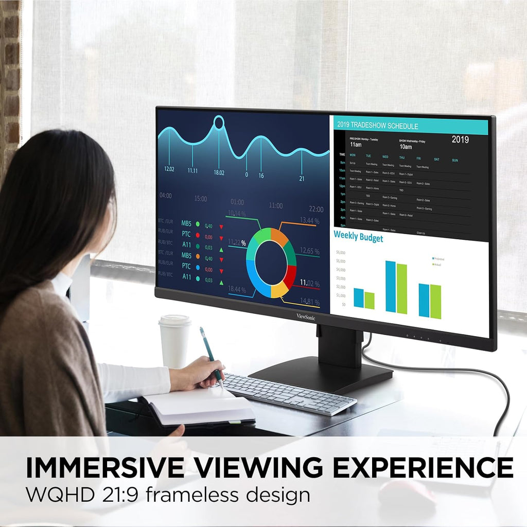 VIEWSONIC VA3456-MHDJ 86.36 CM (34") MONITOR UWQHD | 21:9 ASPECT RATIO | S-IPS | 420 NITS | SRGB 104% | ERGONOMICS | HDR 400 READY | 6W (3X3) SPEAKERS | 2-HDMI 2.0 | DP – TechCure India