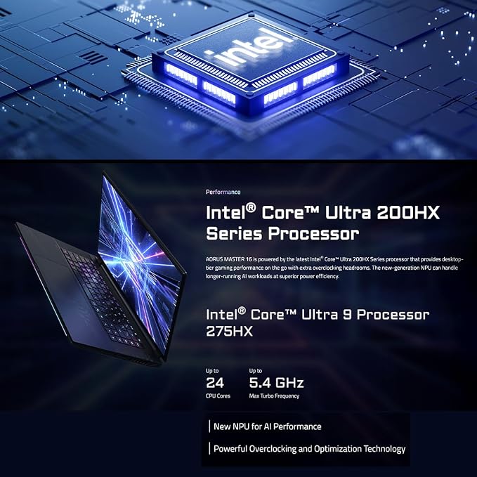 Gigabyte Aorus Master 16 BZHC6INE64SH, Intel Core Ultra 9 275HX Processor, 32DDR5 Ram, 1TB M.2 NVMe SSS, NVIDIA GeForce RTX 5090 24GB GDDR7, 16 Inch OLED WQXGA Gaming Laptop, 2 Years Warranty – TechCure India