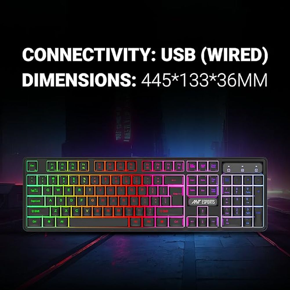 ANT ESPORTS KM1650 Full Size Membrane Wired Gaming Keyboard and Mouse Combo (Black) (Membrane Keyboard) (KM1650) - 3