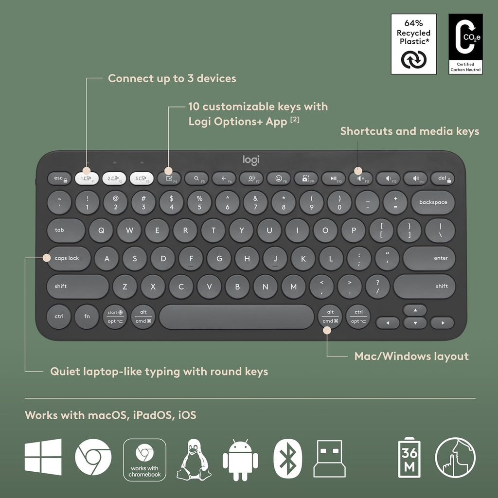 LOGITECH PEBBLE 2 COMBO WIRELESS KEYBOARD AND MOUSE GRAPHITE – TechCure India