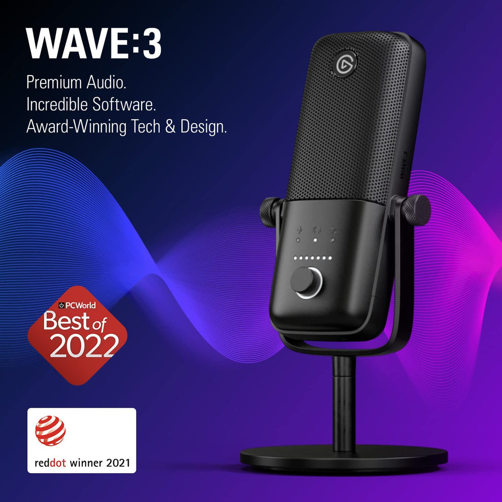 ELGATO WAVE:3 PREMIUM USB CONDENSER UNIDIRECTIONAL MICROPHONE AND DIGITAL MIXING SOLUTION 10MAB9901 – TechCure India