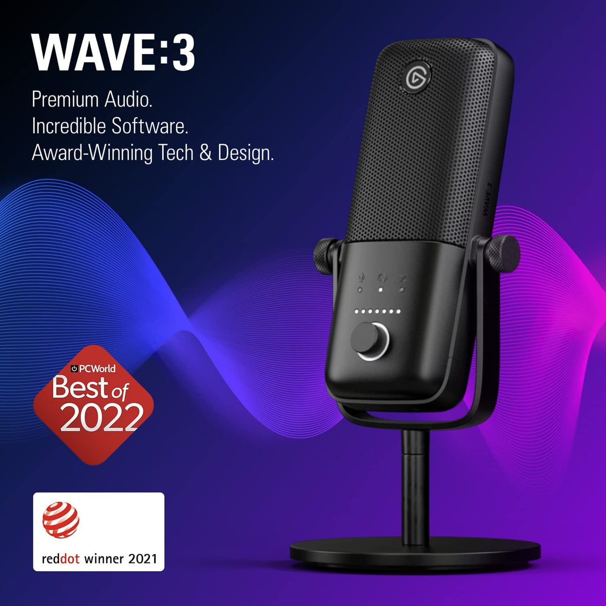 ELGATO WAVE:3 PREMIUM USB CONDENSER UNIDIRECTIONAL MICROPHONE AND DIGITAL MIXING SOLUTION 10MAB9901 – TechCure India