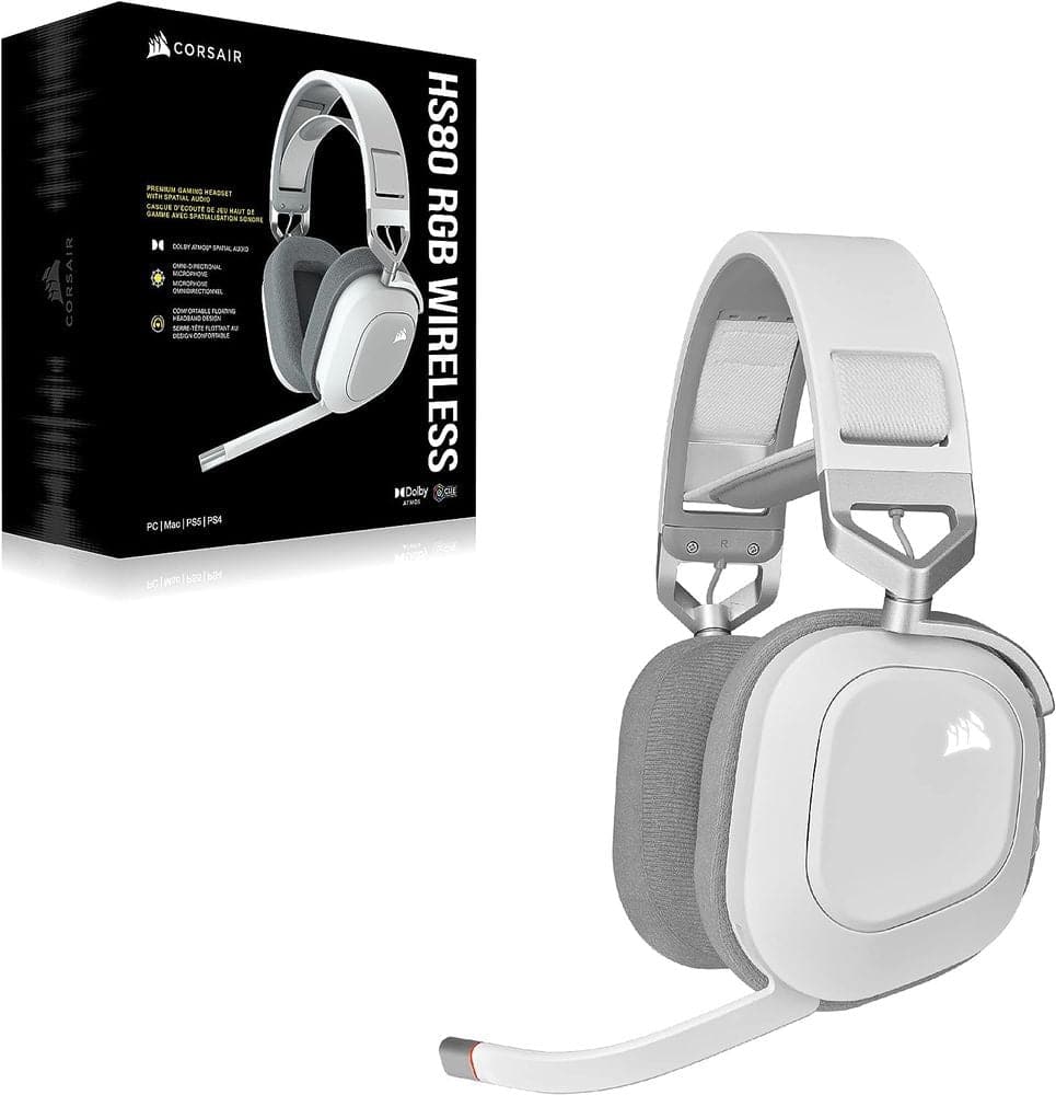 CORSAIR HS80 RGB Wireless 7.1 Surround Gaming Headphone With Mic ( White ) ( PC/PS5/PS4 ) - 4