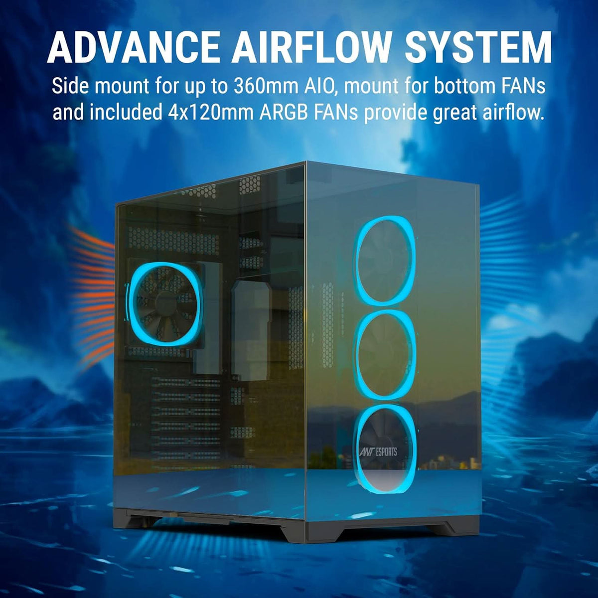 ANT ESPORTS CRYSTAL MIRROR ATX MID TOWER CASE BLACK – TechCure India