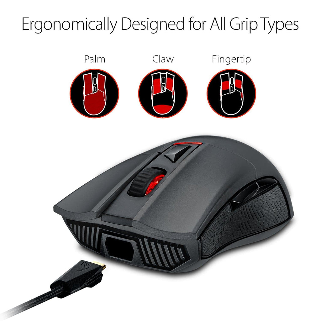 ASUS ROG Gladius 2 Wired Ergonomic RGB Optical Gaming Mouse ( ROG-GLADIUS-II ) ( 12000DPI / 6 Macro Buttons ) ( Black ) - 3