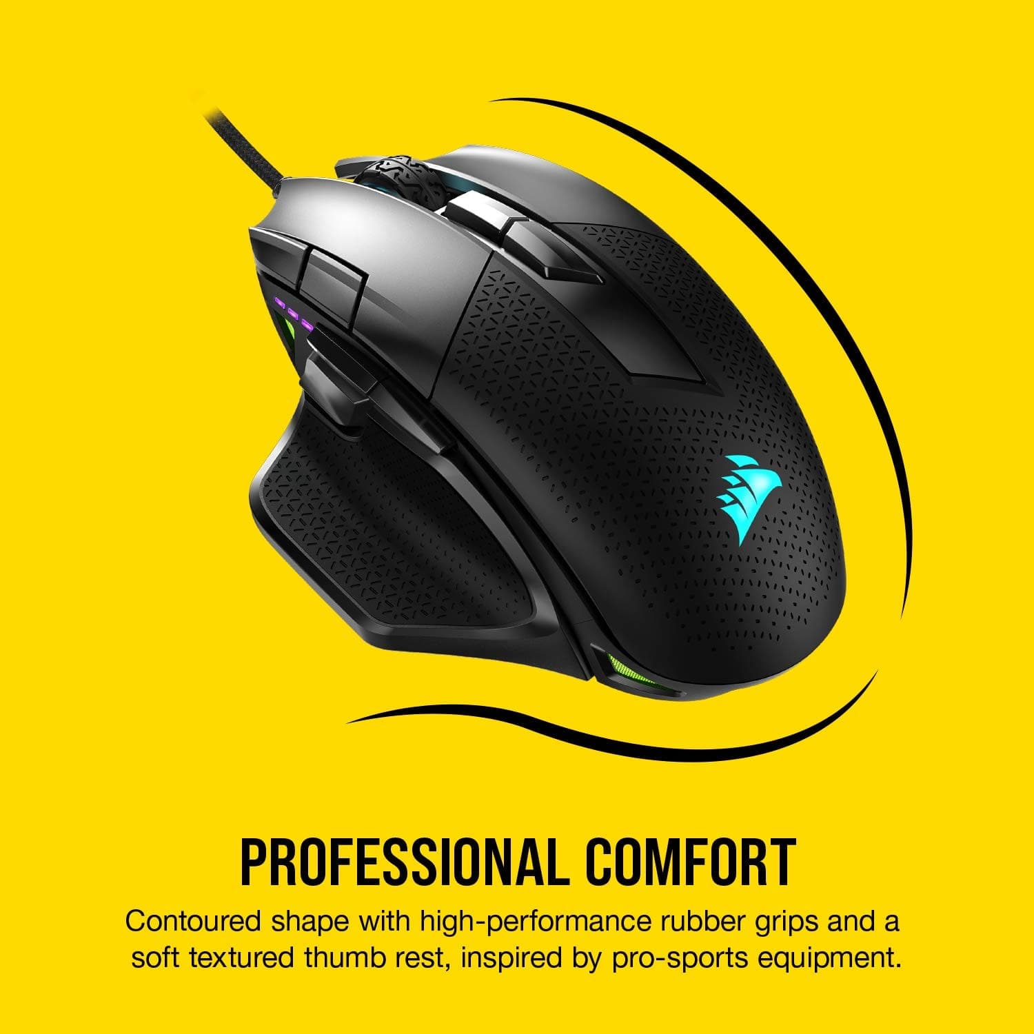 CORSAIR Nightsword Wired Ergonomic RGB Gaming Mouse ( CH-9306011-AP ) ( 18000DPI / 8 Macro Buttons ) ( Black ) - 3