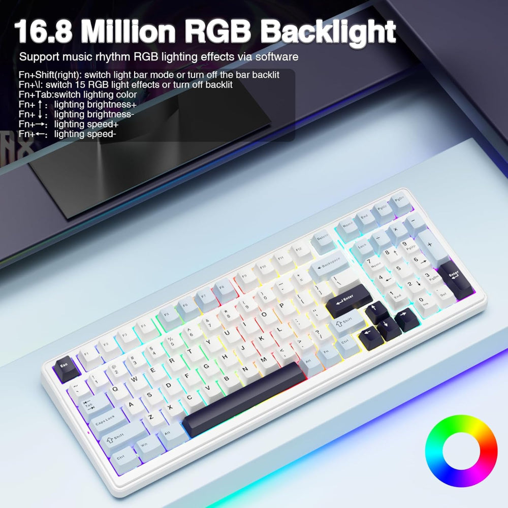 AULA F99 96% Wireless Mechanical Gaming Keyboard ( Reaper Switch ) ( Ice Blue ) ( F99IUR ) - 4