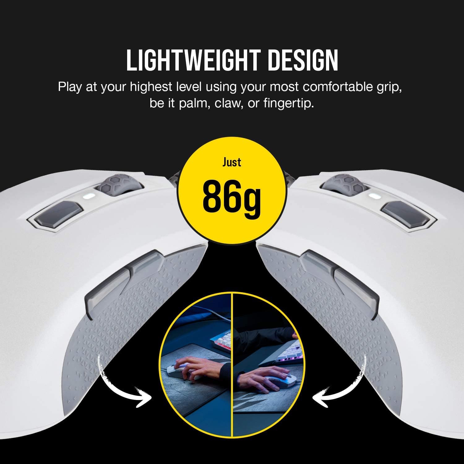 CORSAIR M55 Pro Wired Ambidextrous RGB Gaming Mouse ( CH-9308111-AP ) ( 12000DPI / 8 Macro Buttons ) ( White) - 6
