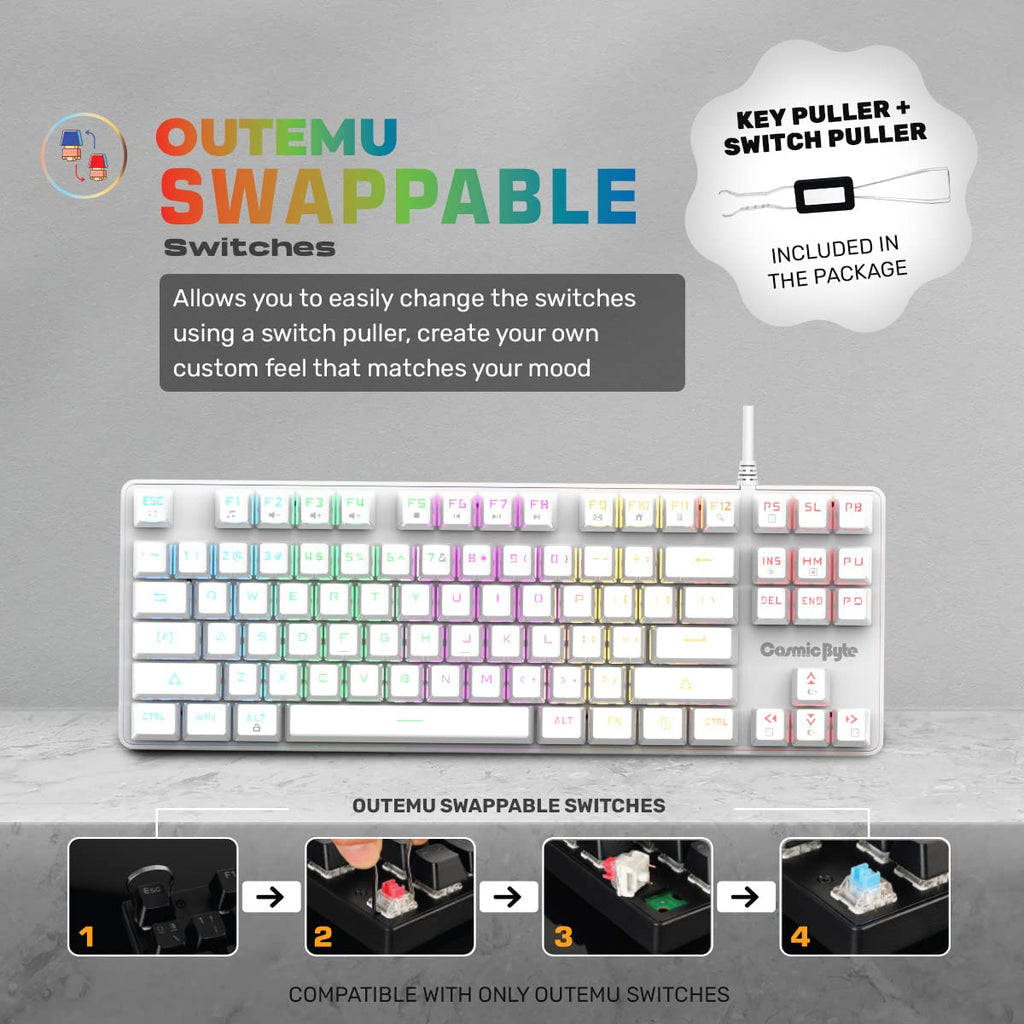 COSMIC BYTE CB-GK-37 FIREFLY (WHITE) GAMING KEYBOARD RGB RED SWITCH WHITE – TechCure India