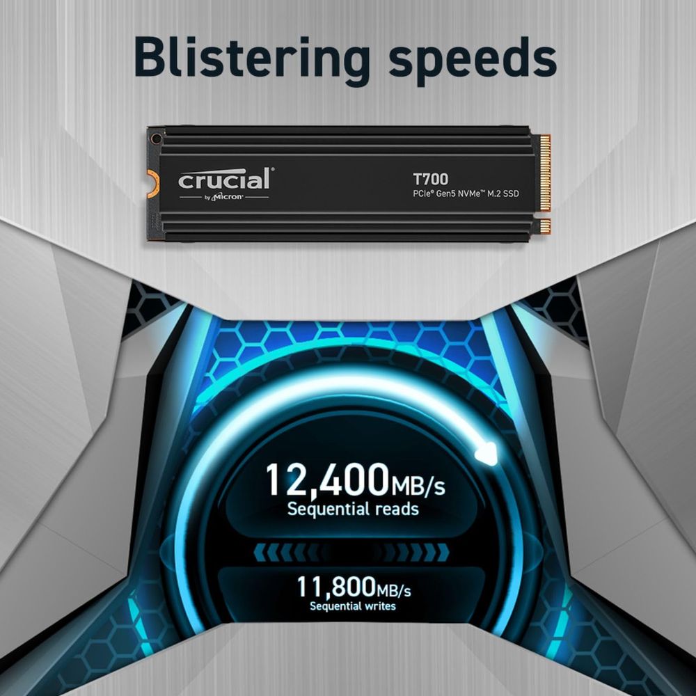 CRUCIAL T700 1TB M.2 NVME Gen5 Internal Solid State Drive ( SSD ) - 3