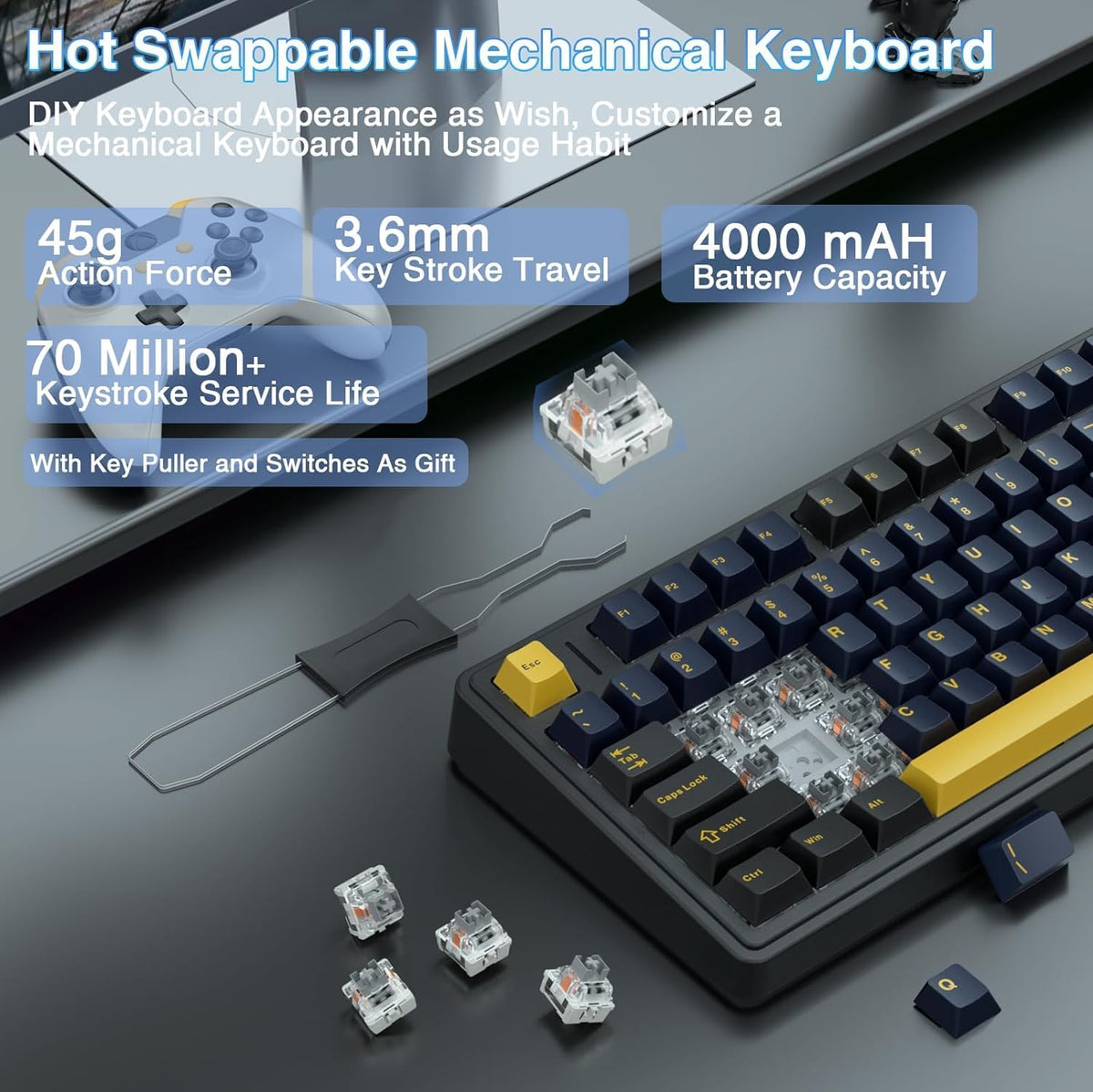 AULA F75 THUNDER BLACK GRAYWOOD SWITCH MECHANICAL GAMING KEYBOARD – TechCure India