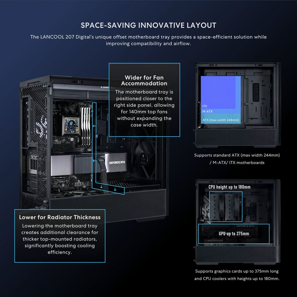 LIAN LI LANCOOL 207 DIGITAL MID-TOWER GAMING CABINET - BLACK – TechCure India