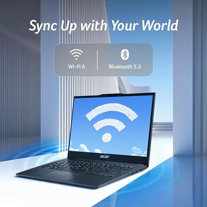 Acer TravelLite Thin Laptop AMD Ryzen 5 7430U (6-Core), 8GB RAM, 512GB SSD, 14 Inch Full HD Anti-Glare Display, Privacy Shutter, Windows 11, Metal Body, 1.34Kg, Black, 1 Year Warranty – TechCure India