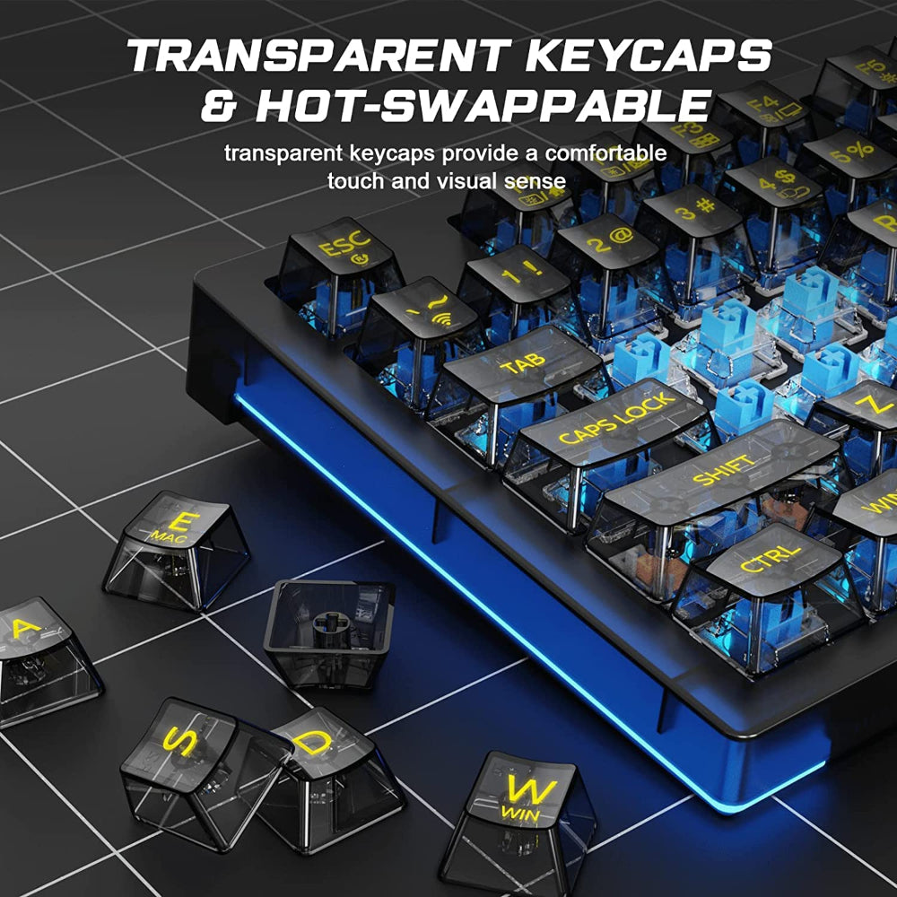 AULA F2183 TKL RGB Wireless Bluetooth Mechanical Gaming Keyboard ( Black ) ( Clicky Blue Switch ) (‎F2183) - 6