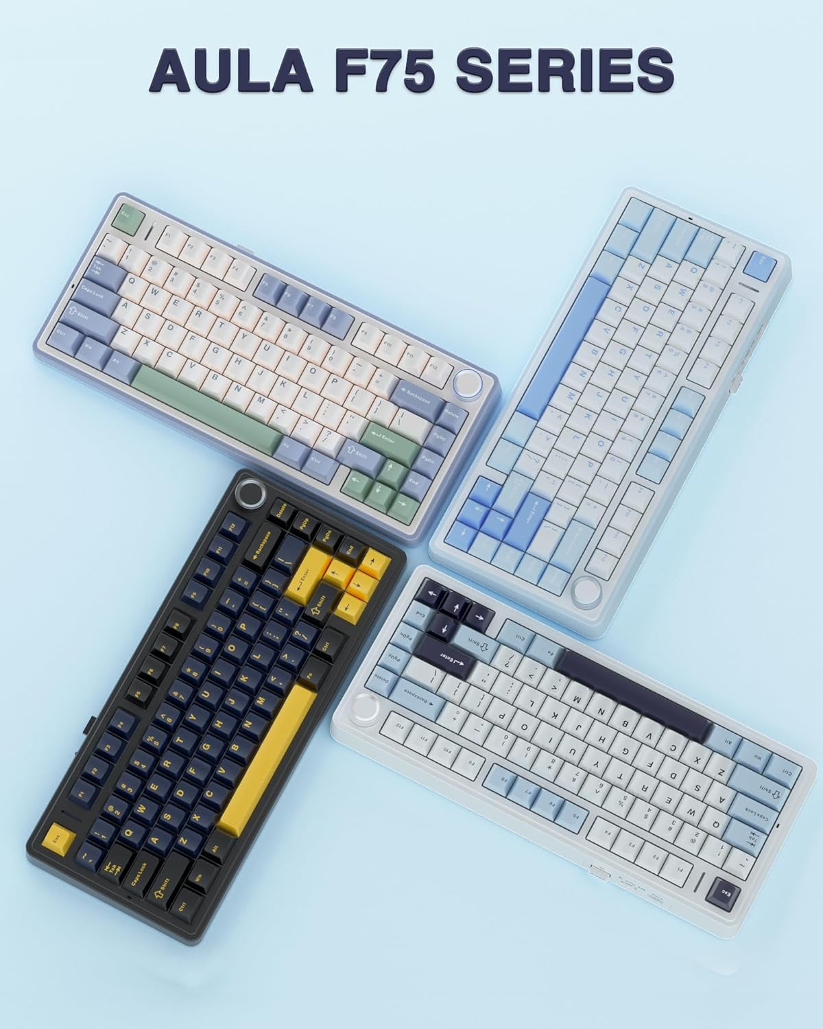 AULA F75 SEA BLUE GRAYWOOD SWITCH MECHANICAL GAMING KEYBOARD – TechCure India