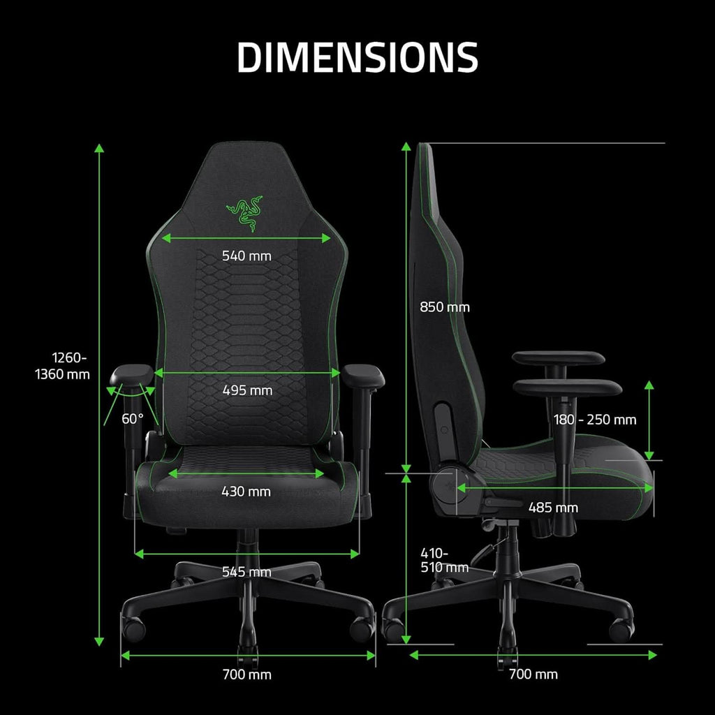 RAZER ISKUR V2 X - GAMING CHAIR BLACK FABRIC - RZ38-05310100-R3UA – TechCure India