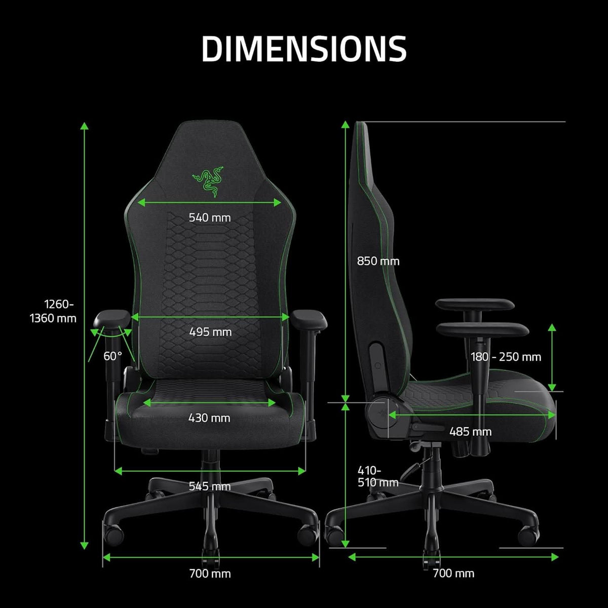 RAZER ISKUR V2 X - GAMING CHAIR BLACK FABRIC - RZ38-05310100-R3UA – TechCure India