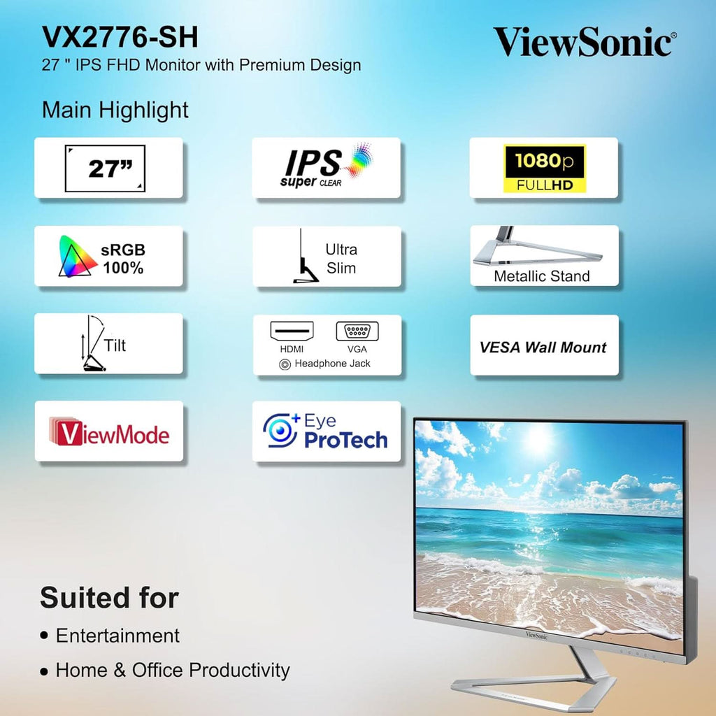 VIEWSONIC VX2776SH FHD IPS MONITOR – TechCure India