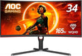 AOC 34 VA Curved, 1000 R, WQHD 3440 x 1440, 165 Hz, 1 ms, 300 cd/m². HDMI 2.0 x 2, DP 1.4 x 2. USB 3.2 x 4, NTSC 97% / sRGB 119% SPEAKER with Hight Adjustable Stand – TechCure India