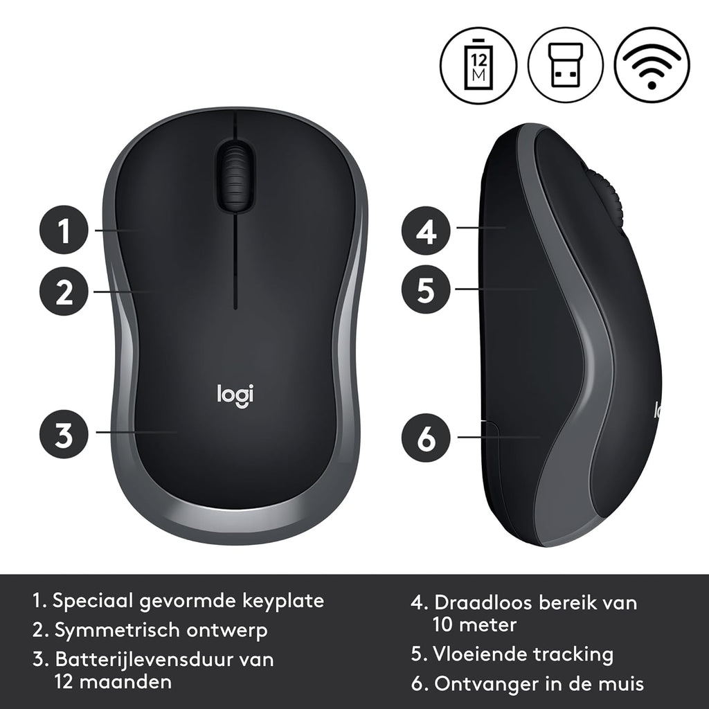 LOGITECH WIRELESS MOUSE M185- GRAY – TechCure India