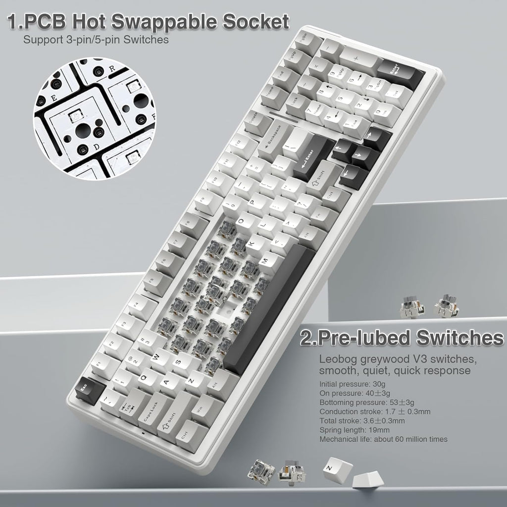 AULA F99 GRAY WHITE GRAYWOOD SWITCH MECHANICAL GAMING KEYBOARD – TechCure India
