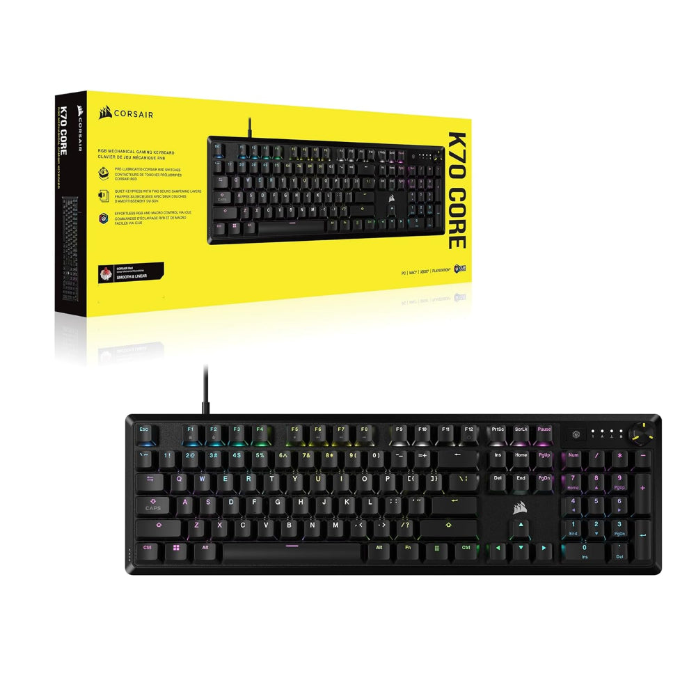 CORSAIR K70 Core Wired Full Size RGB Mechanical Gaming Keyboard ( Black ) ( Red Linear Switch ) - 2
