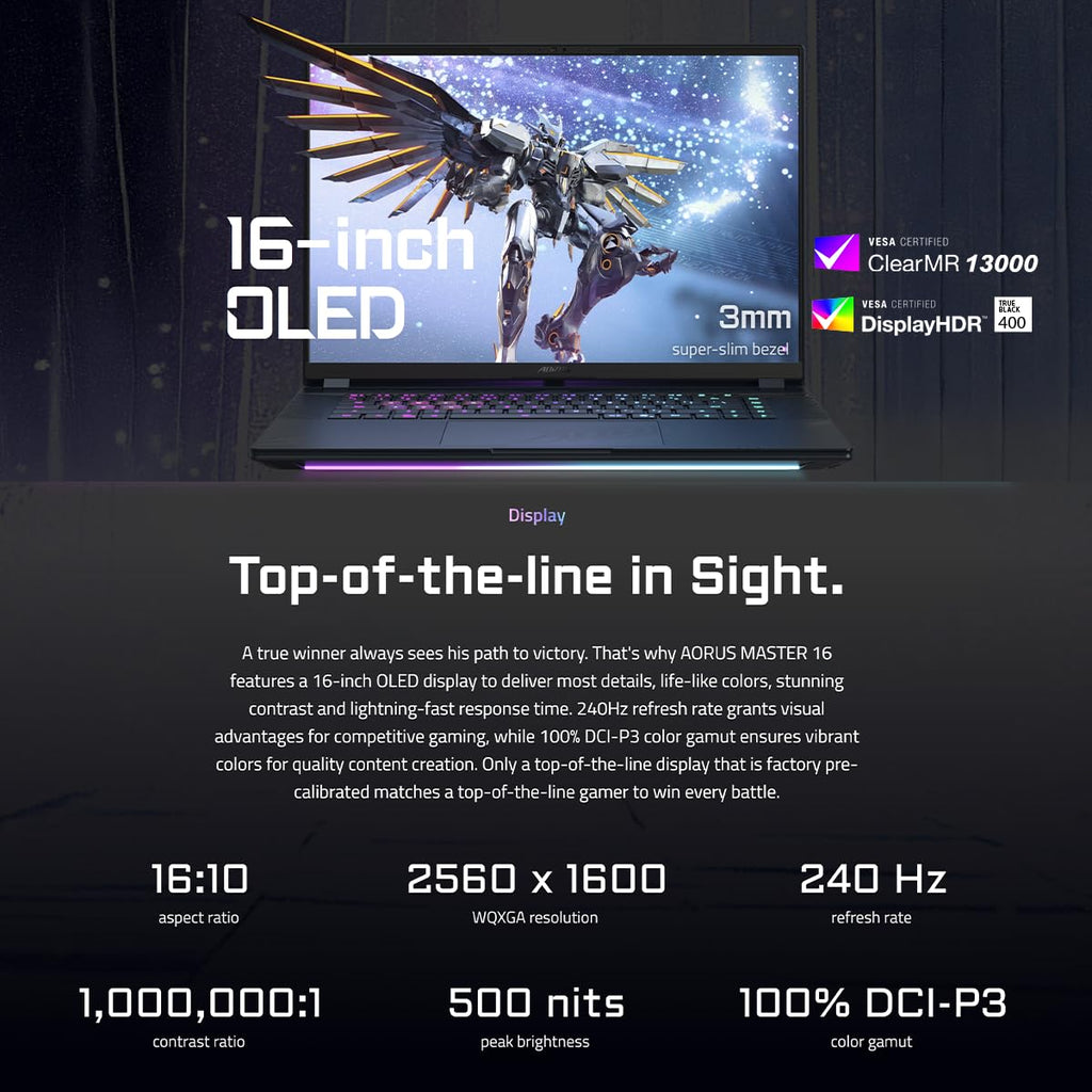 Gigabyte Aorus Master 16 BZHC6INE64SH, Intel Core Ultra 9 275HX Processor, 32DDR5 Ram, 1TB M.2 NVMe SSS, NVIDIA GeForce RTX 5090 24GB GDDR7, 16 Inch OLED WQXGA Gaming Laptop, 2 Years Warranty – TechCure India