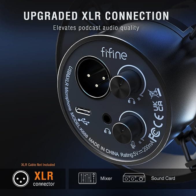 FIFINE K688 XLR/USB Dynamic Microphone - 4
