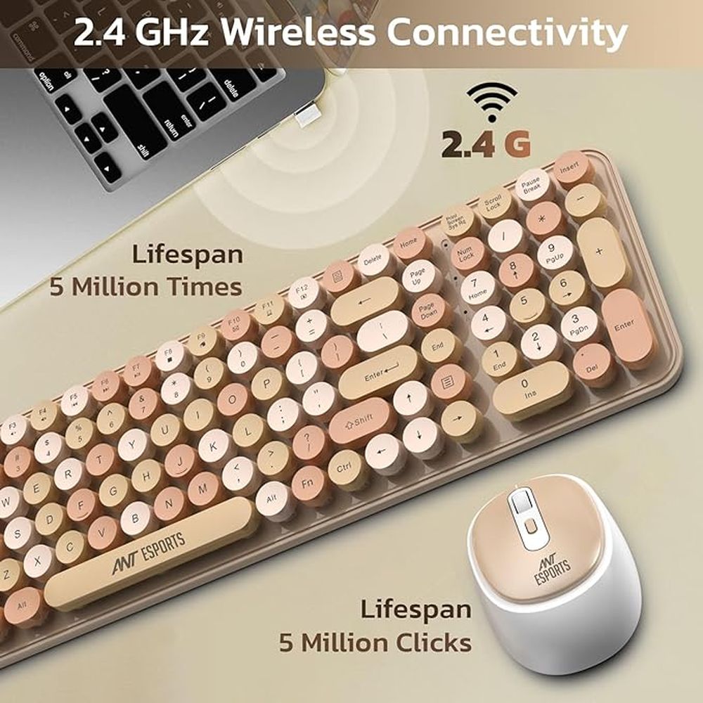 ANT ESPORTS WKM44 Full Size Membrane Wireless Gaming Keyboard and Mouse Combo (Candy Brown) (Membrane Keyboard) (WKM44) - 2