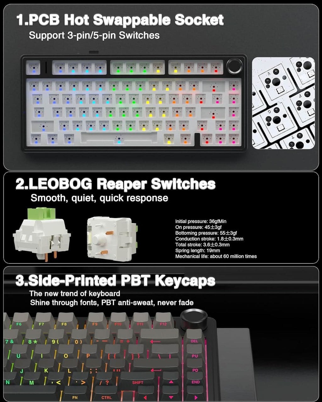 Aula F75 GRADIENT GREY REAPER SWITCH KEYBOARD – TechCure India