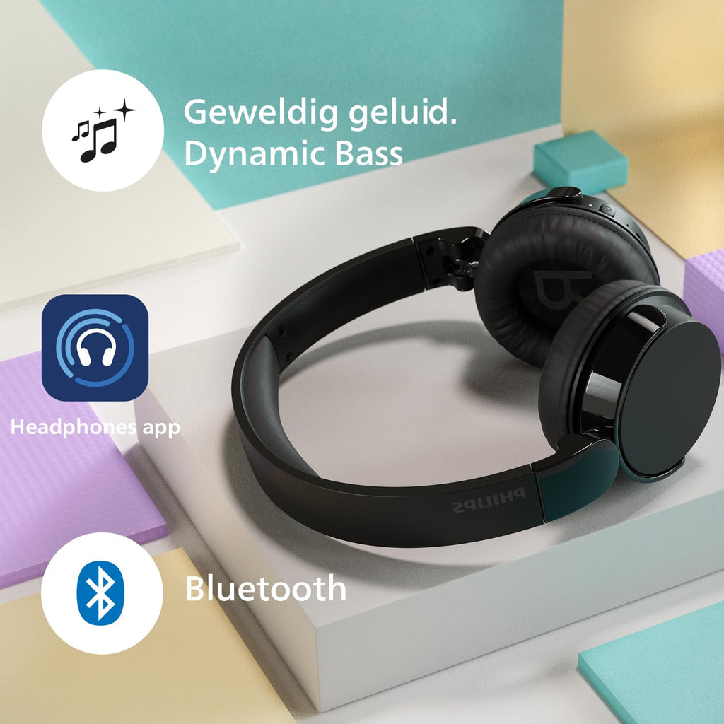 PHILIPS AUDIO TAH4209BK/00 BLUETOOTH HEADPHONES,LIGHTWEIGHT AND FOLDABLE DESIGN, 32MM NEODYNAMIC DRIVERS, 55H PLAYTIME, USB TYPE-C FAST CHARGING, BUILT-IN MIC FOR SMARTPHONE, LAPTOP, TABLET (BLACK) – TechCure India
