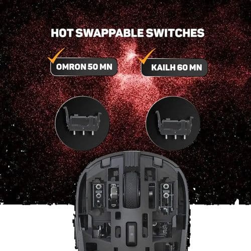 COSMIC BYTE Kilonova 3370IC Pro X-Light Wireless Ambidextrous Gaming Mouse ( 2000DPI / 7 Macro Buttons ) ( Black ) - 6