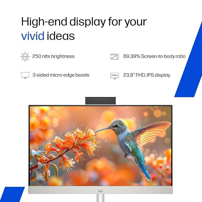 HP 24-cr0271in All-in-One , AMD Ryzen 5 7520U, 16GB RAM LPDDR5, 512GB SSD, IPS, Three-Sided, Micro-Edge, Anti-Glare, FHD, 23.8 inch, Win 11 Home, Office 24, 5.27kg, FHD IR Camera, 1 Year Warranty – TechCure India