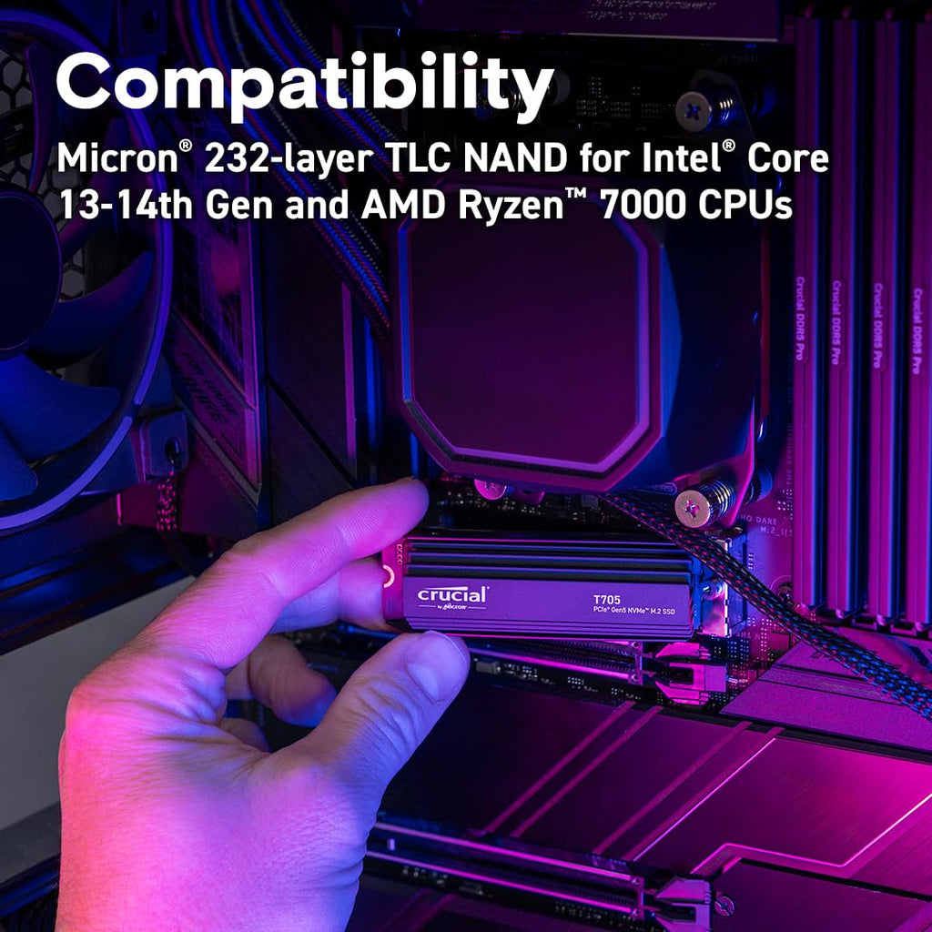 CRUCIAL T705 1TB PCIE GEN5 NVME M.2 SSD WITH HEATSINK CT1000T705SSD5 – TechCure India