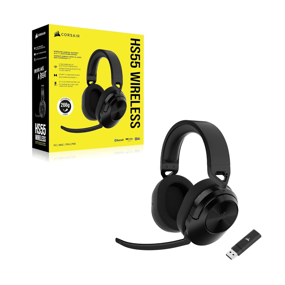 CORSAIR HS55 USB Wireless 7.1 Surround Gaming Headphones ( Carbon Black) ( PC / Mobile/ PS4 ) - 2