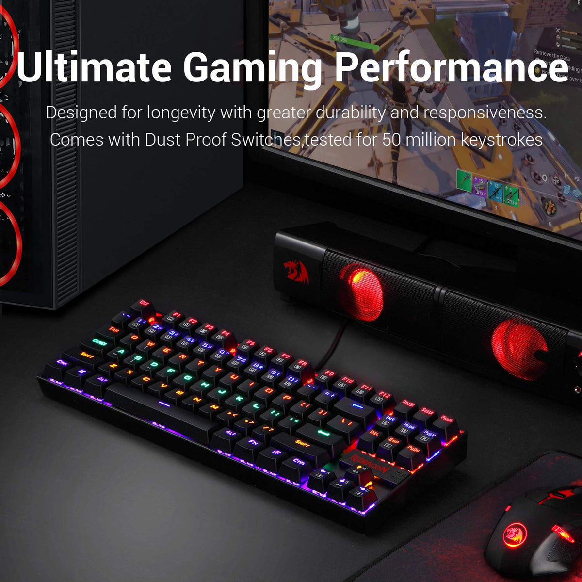 REDRAGON Kumara K552 Rainbow Tenkeyless Mechanical Gaming Keyboard ( Black ) ( Red Switch ) – TechCure India