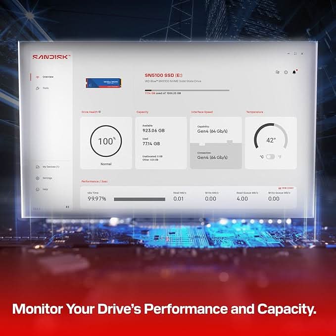 Western Digital WD Blue SN5100 NVMe 1TB, Upto 7100MB/s R SSD WDS100T5B0E-00CPE0 – TechCure India