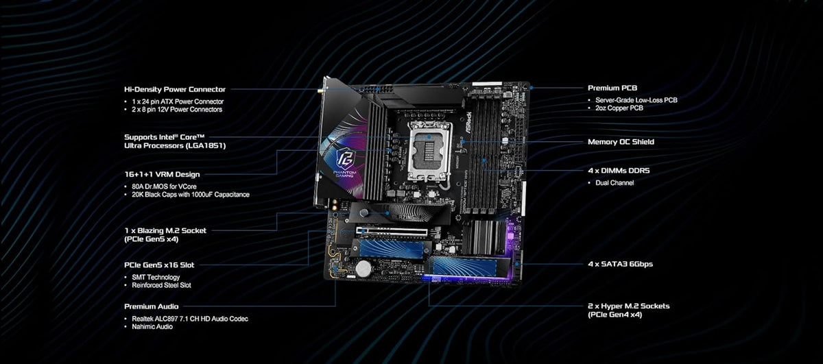 ASROCK PHANTOM GAMING Z890M RIPTIDE WIFI 6E DDR5 MICRO ATX MOTHERBOARD – TechCure India