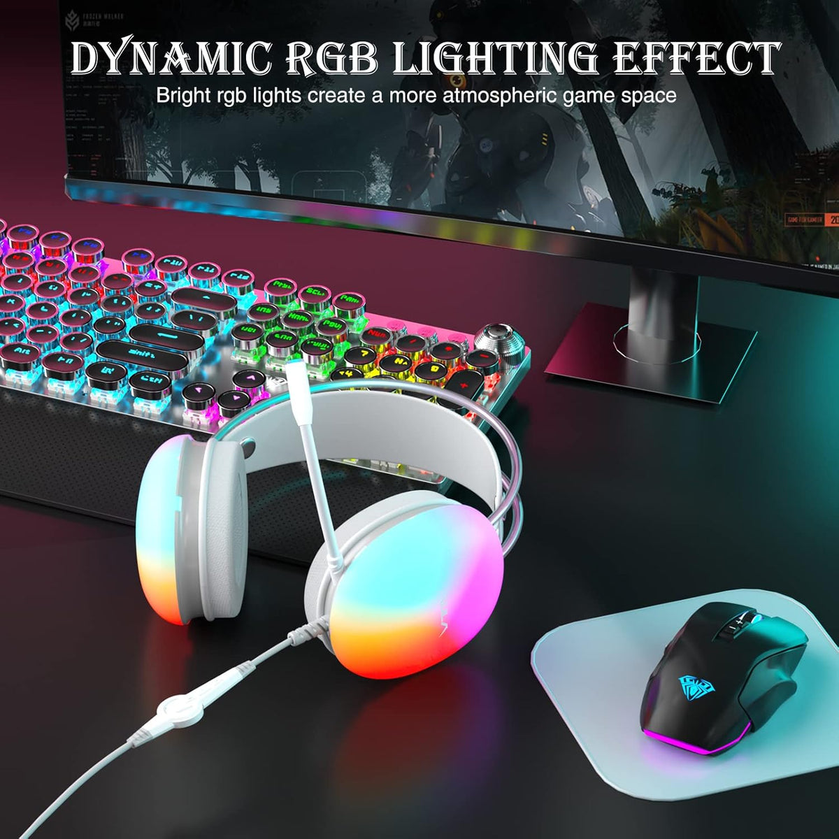 AULA S505 USB WIRED GAMING HEADPHONES RGB WIRED LAPTOP DESKTOP HEADSET (GREEN) – TechCure India