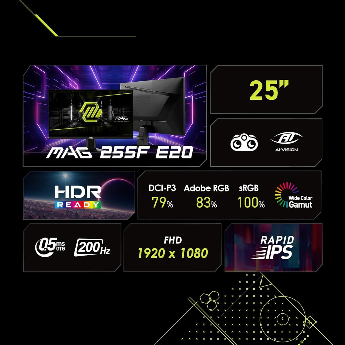 MSI MAG 255F E20 25-INCH 1920 X 1080 (FHD) GAMING MONITOR – TechCure India