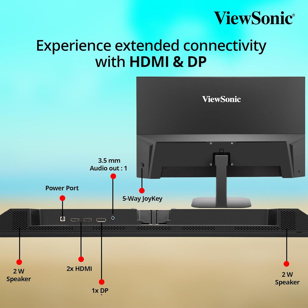 VIEWSONIC VA2708-2K-MHD 27-INCH (68.58CM) 2K QHD SUPERCLEAR IPS MONITOR, HDR10, 100HZ, 1MS, 16.7M COLORS, SRGB 111%, DUAL SPEAKERS, DUAL HDMI 2.0, DP, EYE PROTECH+, SLIM DESIGN – TechCure India