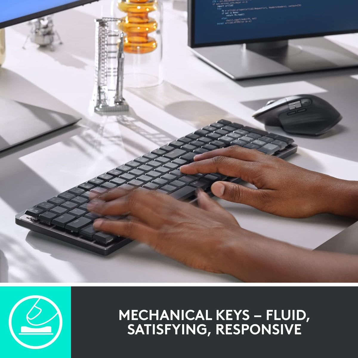 LOGITECH MX MECHANICAL WIRELESS PERFORMANCE KEYBOARD,GRAPHITE – TechCure India