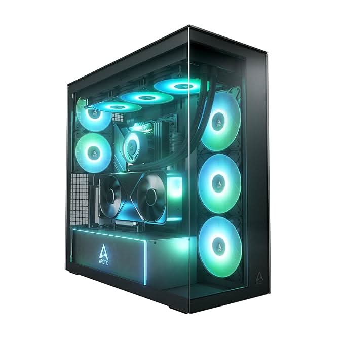 ARCTIC Xtender VG (Mirror Black) with Vertical GPU Mount Case – TechCure India