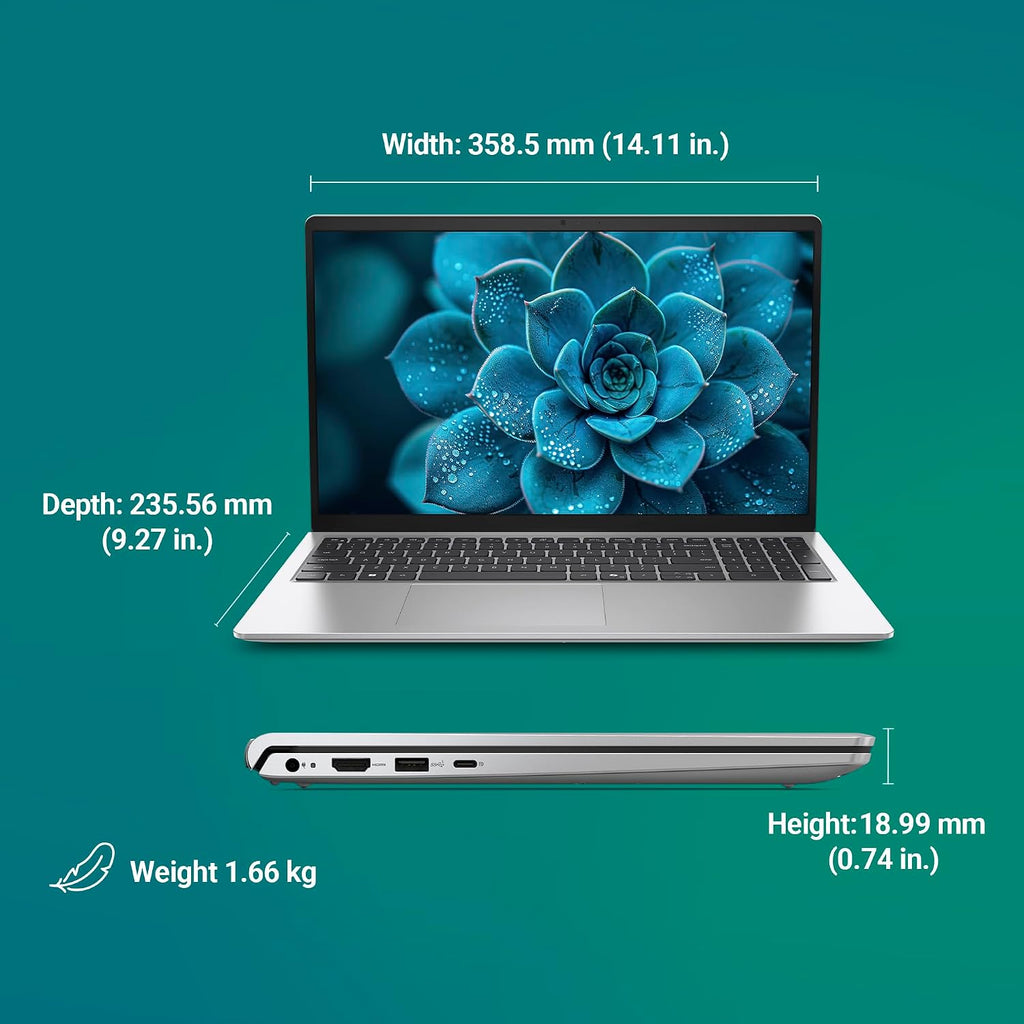 Dell 15 DC15260 15.6 Inch FHD Laptop, Intel Core Ultra 7 255H, 16GB RAM, 512GB SSD, Windows 11 Home, Microsoft Office 2024, Silver – TechCure India